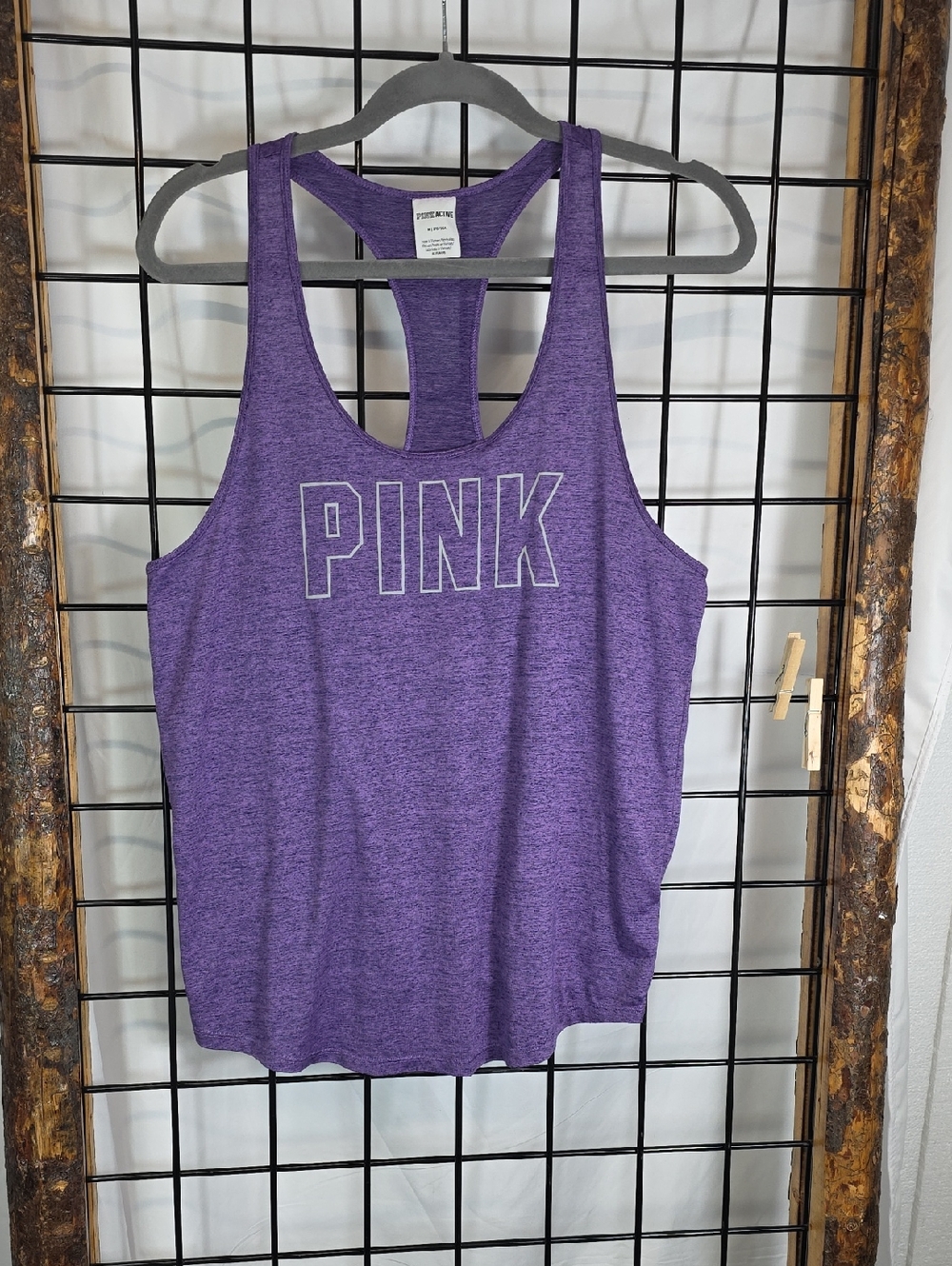 Active USA Purple Racerback Tank with CONTRAST 'PINK' Logo